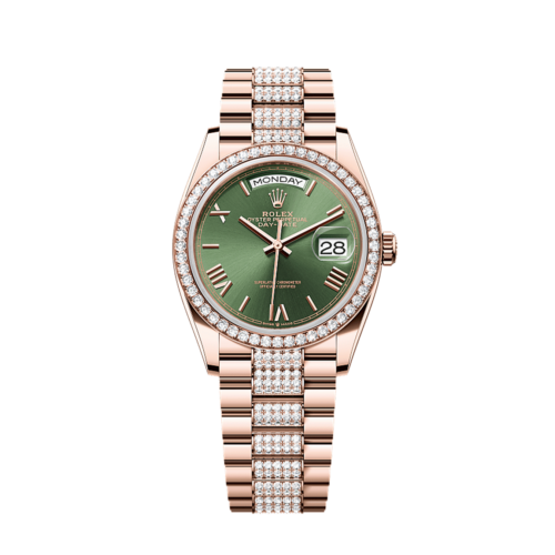 Unworn 2025, Rolex Day-Date 36, 18k Everose Gold and Diamond-set, 36mm, Ref# 128345rbr-0086, box and papers