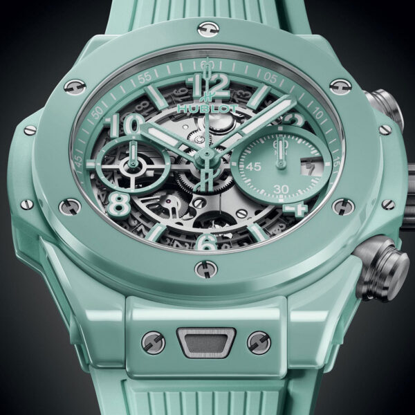 Unworn Hublot Big Bang Unico Mint Green Ceramic 42, 441.GS.5221.RX, box and papers