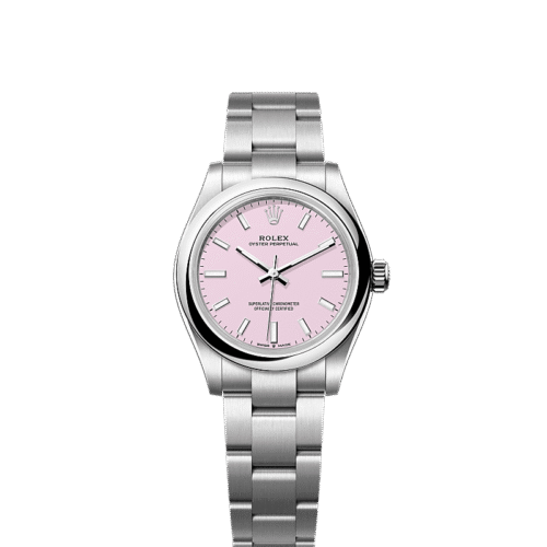 Unworn 2025, Rolex Oyster Perpetual, Oystersteel, 31mm, Candy pink dial, Domed Oyster, Ref# 277200-0009, box and papers