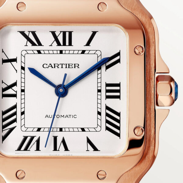 1a0bad06ee32af6aedb5a2327ac4f7b902f1e9f8 Unworn Cartier Santos de Cartier, 18k Rose Gold, 35.1mm, Ref# WGSA0031, box and papers
