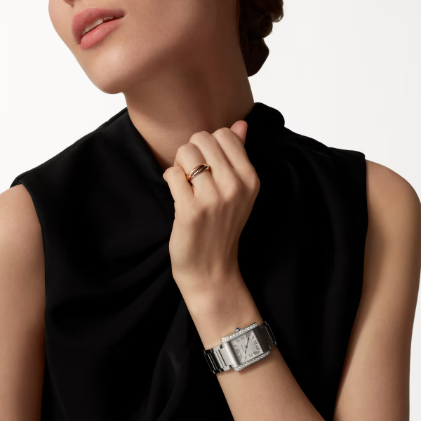 1e05e61b934d0e6dbdb258b84c1c328ee479560b Unworn Cartier Tank Francaise, Stainless Steel, Diamonds, 32mm x 27mm, Ref# W4TA0021, box and papers