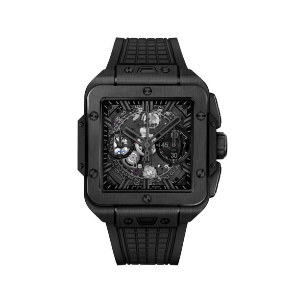 1e3a8a5bc4cf45794d86be83e758aa403a0a660b Hublot Square Bang UNICO ALL BLACK Ref# 821.CX.0140.RX