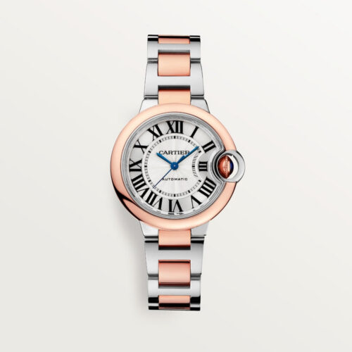 274465eb70f3d2f073c6e9edac0635b23c7f9c48 Unworn Cartier Ballon Bleu, Stainless Steel and 18k Rose Gold, 33mm, Ladies, Ref# W2BB0032, box and papers