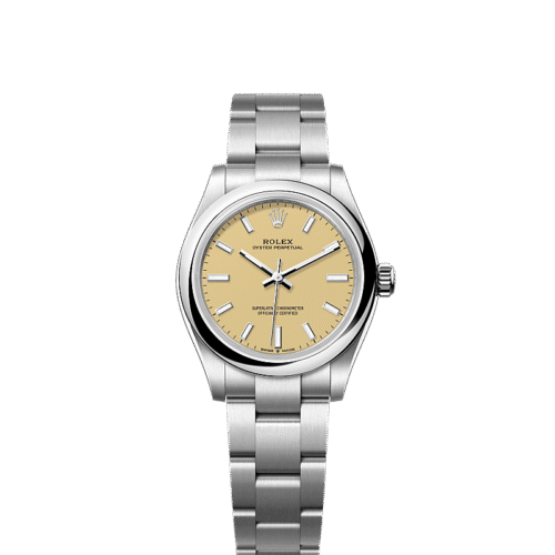 Unworn 2025, Rolex Oyster Perpetual, Oystersteel, 31mm, Beige dial, Domed Oyster, Ref# 277200-0013, box and papers