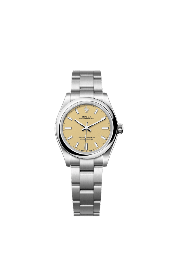 Unworn 2025, Rolex Oyster Perpetual, Oystersteel, 31mm, Beige dial, Domed Oyster, Ref# 277200-0013, box and papers