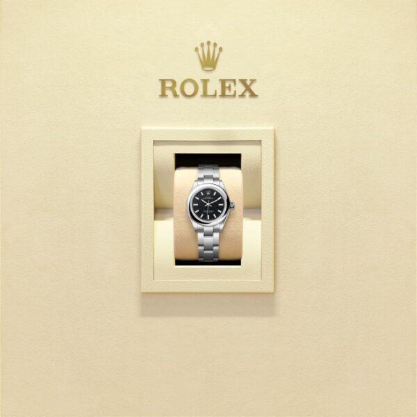 Unworn 2025, Rolex Oyster Perpetual, Oystersteel, 31mm, Black dial, Domed Oyster, Ref# 277200-0016, box and papers