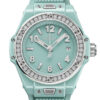 Unworn Hublot Big Bang One Click Mint Green Ceramic Diamonds 33, 485.GS.5271.RX.1204, box and papers