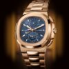 2fb4fe2d07761a4bf7fd39b39f4811e6dcbca99b Patek Philippe Nautilus Travel Time Chronograph Watch, 18k Rose Gold, 40,5 mm, Ref# 5990/1R-001