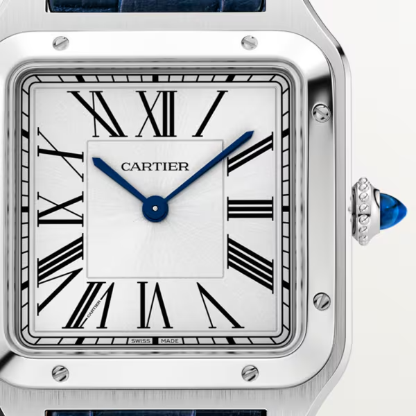 32ce2b8f2f1e696d2bba9ee6c462d781c2d35844 Unworn Cartier Santos Dumont de Cartier, Stainless Steel, 43.5mm x 31.4mm, Ref# WSSA0022, box and papers