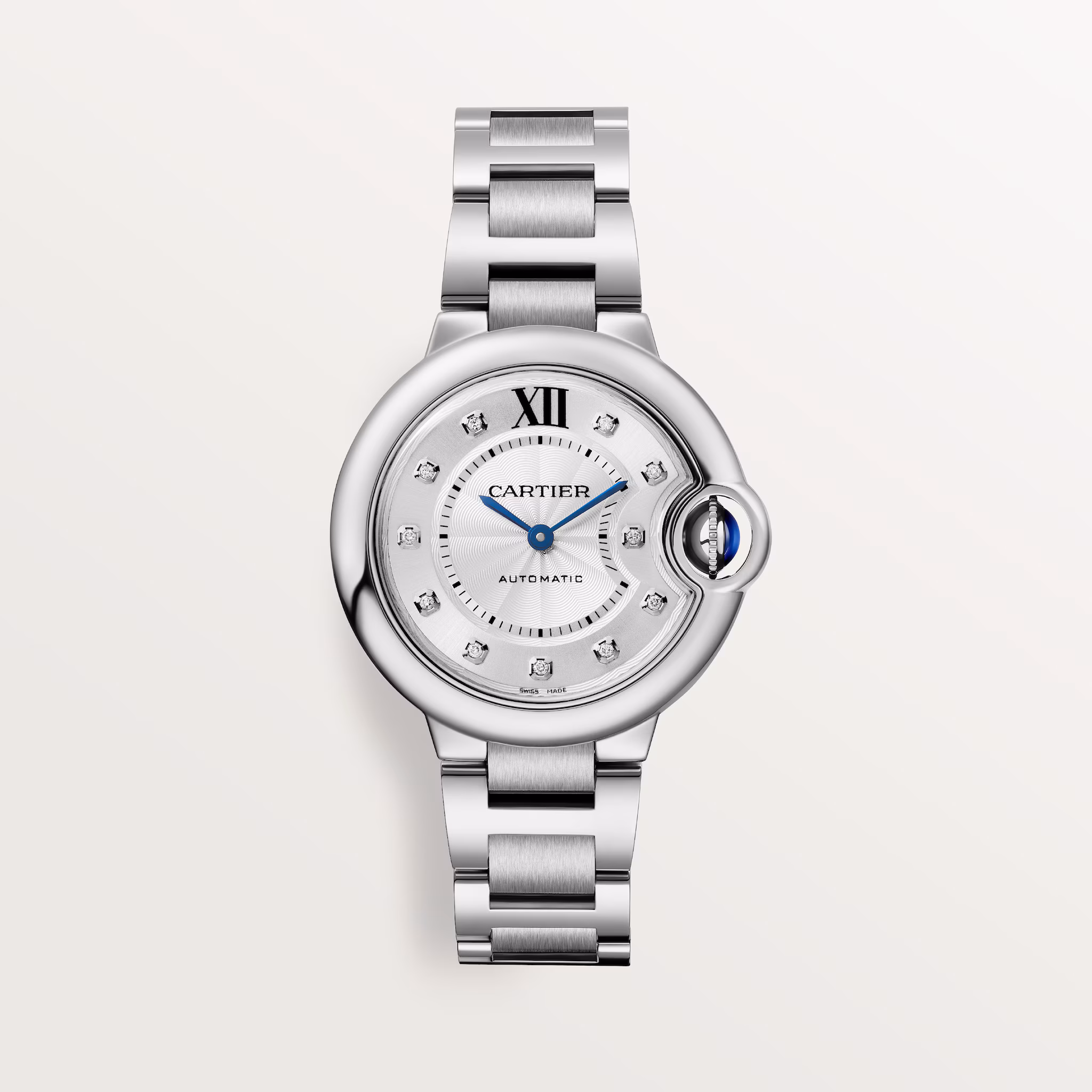 Unworn Cartier Ballon Bleu de Cartier, Stainless Steel and Diamonds, 28mm, Ref# W4BB0029, box and papers