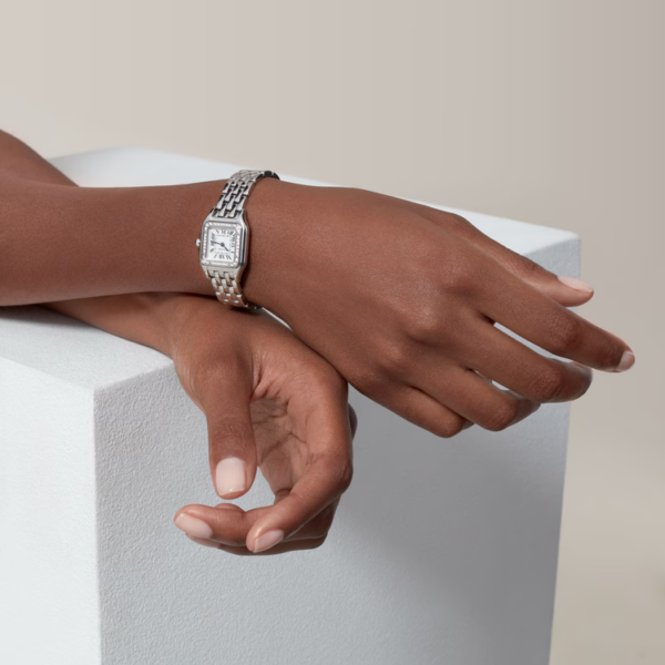 450244ef273df598d1ce4e609155b8a56b36c651 Unworn Cartier Panthère de Cartier Small, Stainless Steel, Diamonds, 23mm x 30mm, Ref# W4PN0016, box and papers