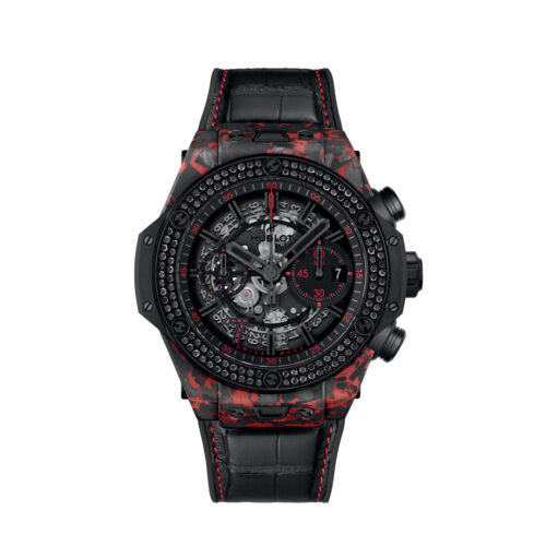 Hublot Big Bang Unico Red Carbon Black Diamonds Las Vegas Boutique, Matt Red Frosted carbon, 126 black diamonds, 44mm, Limited Edition, Ref# 421.QV.1113.LR.1100.LVB23