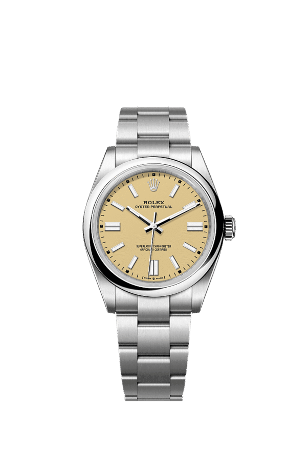 Unworn 2025, Rolex Oyster Perpetual, Oystersteel 41mm, Beige dial, Domed Oyster, Ref# 134300-0007, box and papers