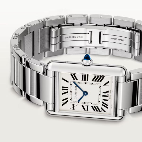 4e777228564452b9513504cc764c2568eec37e36 Unworn Cartier Tank Must de Cartier, Large Stainless Steel, 33.7mm x 25.5mm, Ref# WSTA0052, box and papers