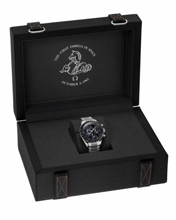 59d9514b47db257fc36aef5fe70a86b939f784c2 Unworn, Omega Speedmaster First Omega in Space, Co-Axial Chronograph, 39,7mm, Ref# 310.30.40.50.06.001, box and papers