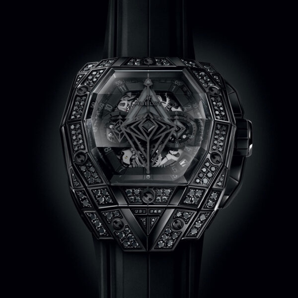 Unworn Hublot Spirit of Big Bang Sang Bleu All Black Pavé 42, 648.CX.0114.RX.1600.MXM24, box and papers