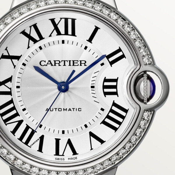 62f9a33513433ff2ff648e339a83e18d6ef61092 Unworn Cartier Ballon Bleu de Cartier, Stainless Steel and Diamonds, 36mm, Ref# W4BB0024, box and papers