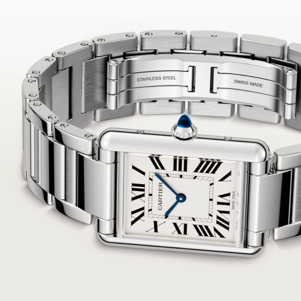 63ee48209fbb759089a47fb56d83469e40a67258 Unworn Cartier Tank Must de Cartier, Large Stainless Steel, 33.7mm x 25.5mm, Ref# WSTA0106, box and papers