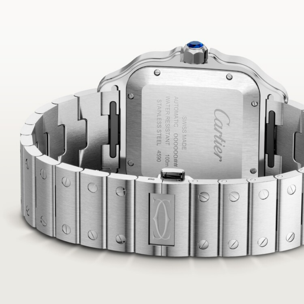 645cb4901199b0ddec4ab31cfbfad185e42b4821 Unworn Cartier Santos de Cartier Dual Time, Stainless Steel, 40.2mm, Ref# WSSA0076, box and papers