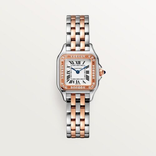 Unworn Cartier Panthère de Cartier, Stainless Steel, 18k Rose Gold and Diamonds, 22mm x 30mm, Ref# W3PN0006, box and papers