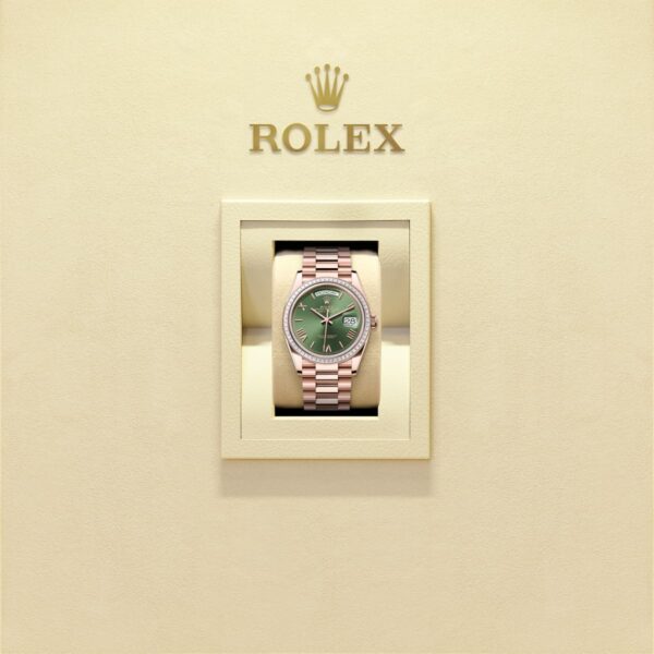 68aba29d0a440a491290e4ab2a404505dd9618c4 Unworn 2025, Rolex Day-Date 36, 18k Everose Gold and Diamond-set, 36mm, Ref# 128395tbr-0033, box and papers