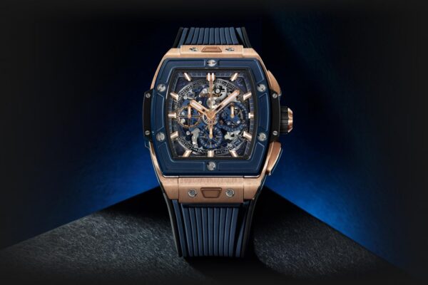 7202c4ddc069f359f4b42208448d8ce2b26d31a8 Hublot Spirit of Big Bang KING GOLD BLUE CERAMIC Ref# 642.OL.7180.RX