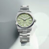 Unworn 2025, Rolex Oyster Perpetual, Oystersteel 41mm, Pistachio-green dial, Domed Oyster, Ref# 134300-0006, box and papers