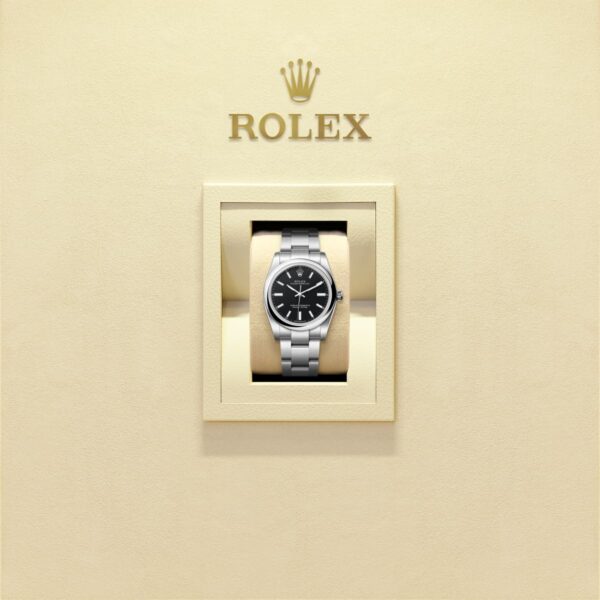 Unworn 2025, Rolex Oyster Perpetual, Oystersteel, 34mm, Black dial, Domed Oyster, Ref# 124200-0010, box and papers