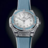 Unworn Hublot Big Bang One Click Joyful Steel Sky Blue 33, 485.SL.2210.RX.1207, box and papers