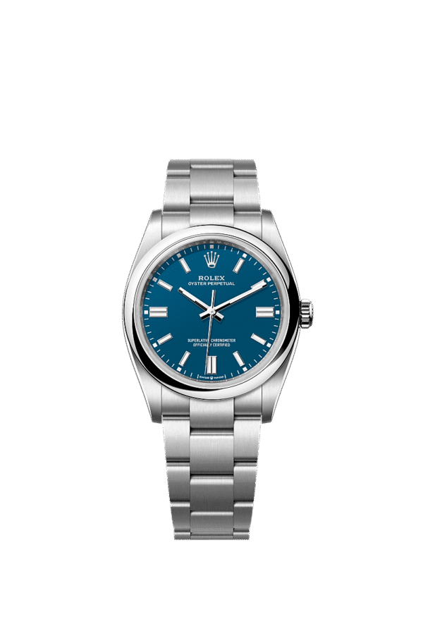 Unworn 2025, Rolex Oyster Perpetual, Oystersteel 36mm, Blue dial, Domed Oyster, Ref# 126000-0015, box and papers