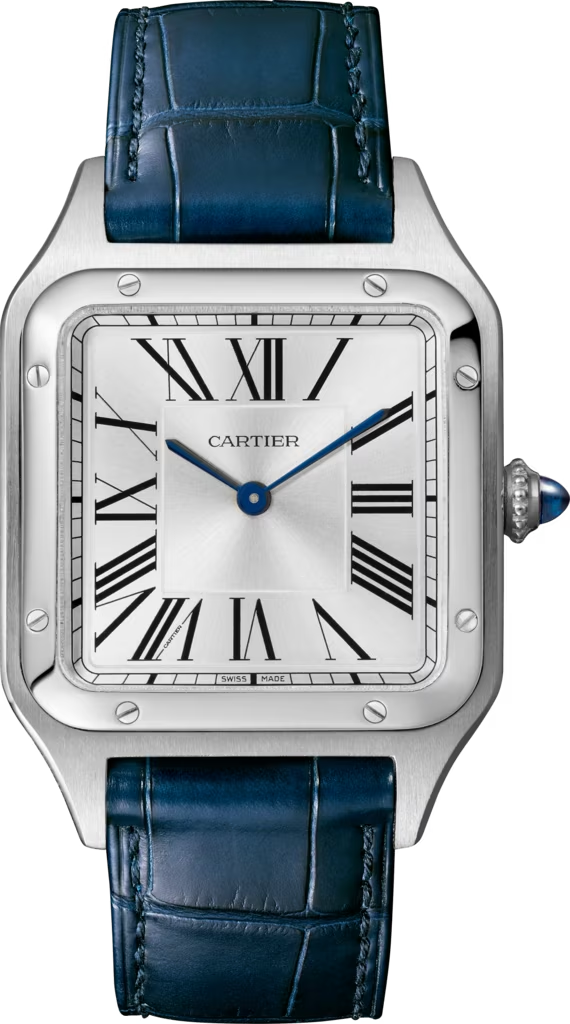 9676c4f3b0154df7dd63a77fef2b3b9b063a03a5 Unworn Cartier Santos Dumont de Cartier, Stainless Steel, 43.5mm x 31.4mm, Ref# WSSA0022, box and papers