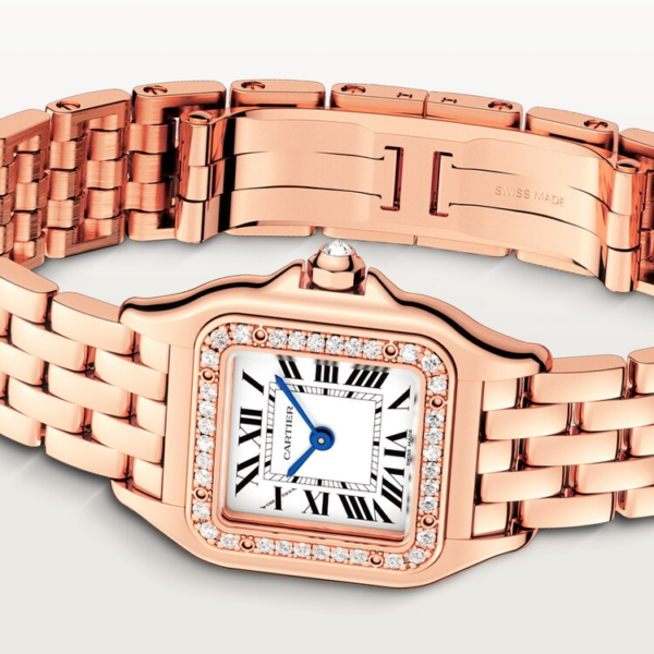 9ae212ea90855f88783d041b911bbc46ae380bf2 Unworn Cartier Panthère de Cartier Small, 18k Rose Gold, Diamonds, 22mm x 30mm, Ref# WJPN0049, box and papers