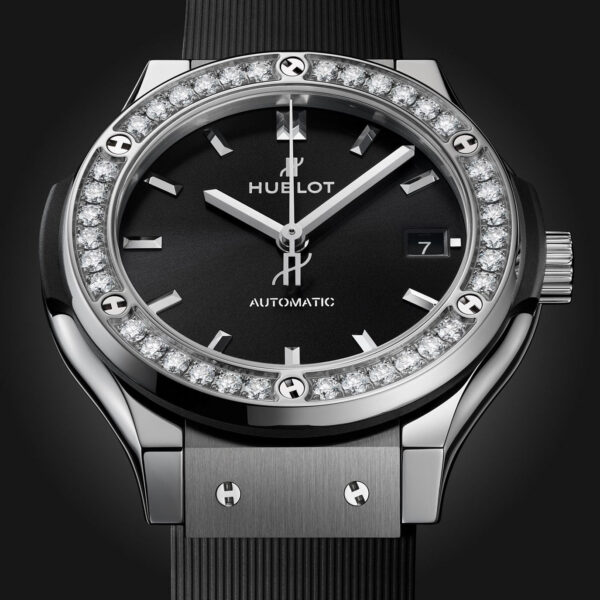 Hublot Classic Fusion Titanium Diamonds 38, 565.NX.1470.RX.1204, Unworn 2025, box and papers