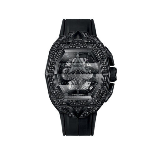 9ef07d451e1ee493f46c4d397e1e15001e689489 Unworn Hublot Spirit of Big Bang Sang Bleu All Black Pavé 42, 648.CX.0114.RX.1600.MXM24, box and papers