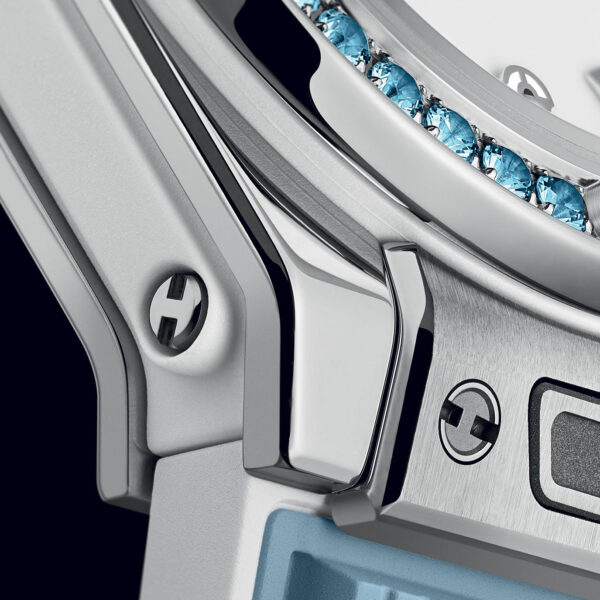 Unworn Hublot Big Bang One Click Joyful Steel Sky Blue 33, 485.SL.2210.RX.1207, box and papers