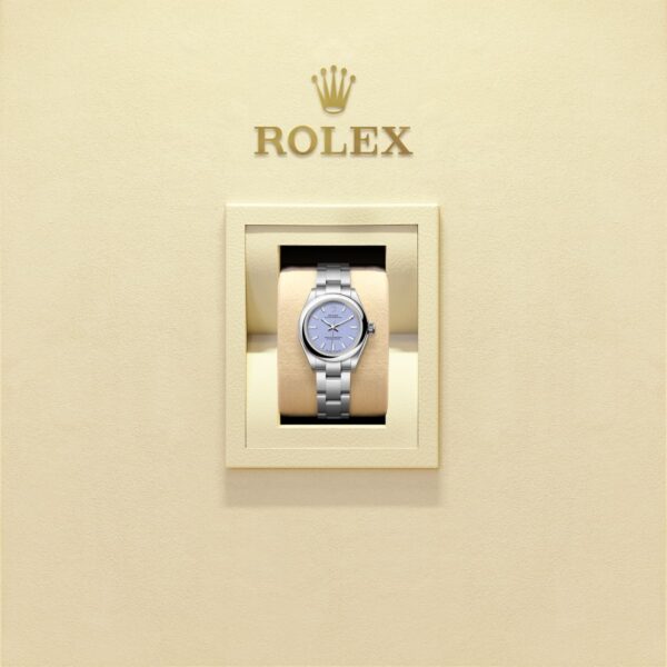 Unworn 2025, Rolex Oyster Perpetual, Oystersteel, 28mm, Lavender dial, Domed Oyster, Ref# 276200-0008, box and papers