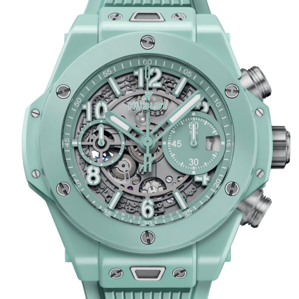 Unworn Hublot Big Bang Unico Mint Green Ceramic 42, 441.GS.5221.RX, box and papers