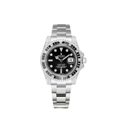Rolex Submariner Date Silver Black Diamond, 40mm, Ref#116610LN