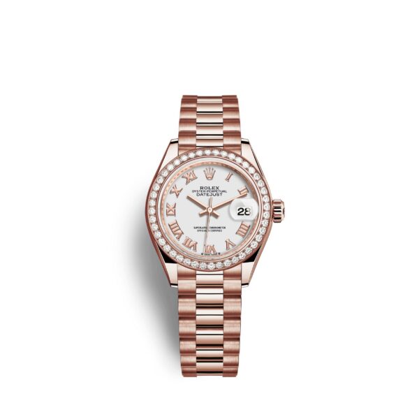 Rolex Lady-Datejust 28, 18kt Everose Gold and diamonds, Ref# 279135RBR-0023