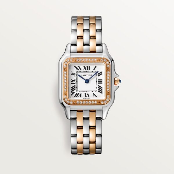 adf45369b8129a6563df707acc57f5f10e3e1925 Unworn Cartier Panthère de Cartier, Stainless Steel, 18k Rose Gold and Diamonds, 29mm x 37mm, Ref# W3PN0007, box and papers