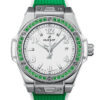 Unworn Hublot Big Bang One Click Joyful Steel Apple Green 33, 485.SG.2210.RX.1222, box and papers