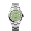 Unworn 2025, Rolex Oyster Perpetual, Oystersteel 41mm, Pistachio-green dial, Domed Oyster, Ref# 134300-0006, box and papers