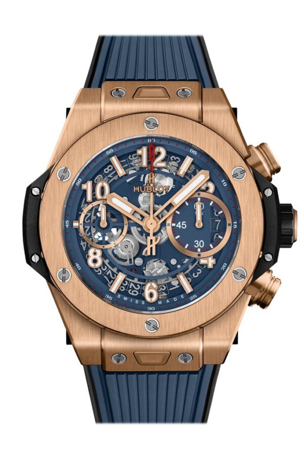 bbef389cb06cf1a6d8dab4d56e892bb4078e6b5b Hublot Big Bang, Unico King Gold Blue, 42mm, Ref# 441.OX.5189.RX