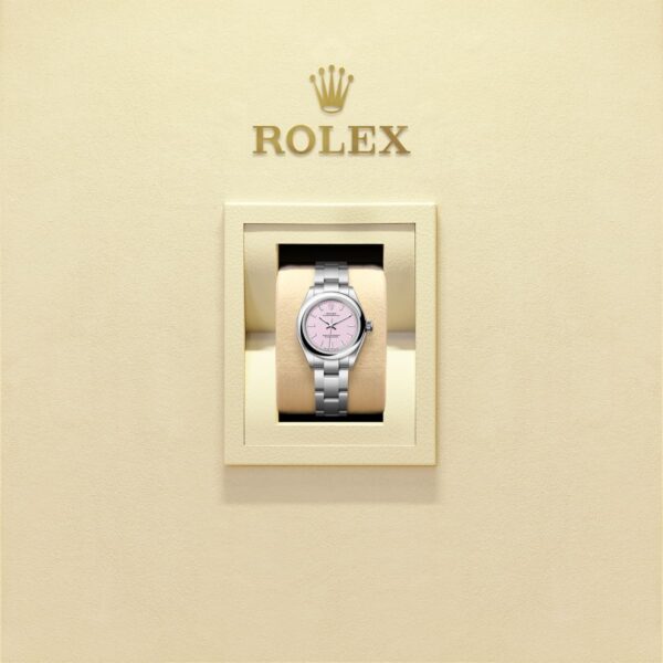 Unworn 2025, Rolex Oyster Perpetual, Oystersteel, 28mm, Candy pink dial, Domed Oyster, Ref# 276200-0009, box and papers