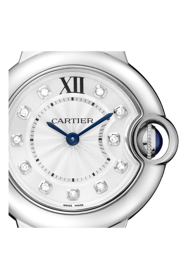 c042d6075cc19e846fdda3fa49498297d978e9c7 Unworn Cartier Ballon Bleu de Cartier, Stainless Steel and Diamonds, 28mm, Ref# W4BB0029, box and papers