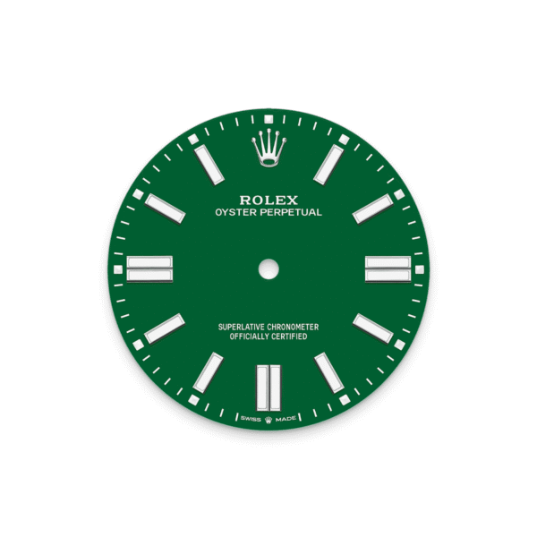 Unworn 2025, Rolex Oyster Perpetual, Oystersteel 41mm, Green dial, Domed Oyster, Ref# 134300-0004, box and papers