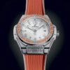 Unworn Hublot Big Bang One Click Joyful Steel Orange 33, 485.SO.2210.RX.1206, box and papers