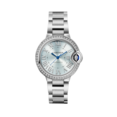 Unworn Cartier Ballon Bleu de Cartier, Stainless Steel and Diamonds, 33mm, Ref# W4BB0028, box and papers