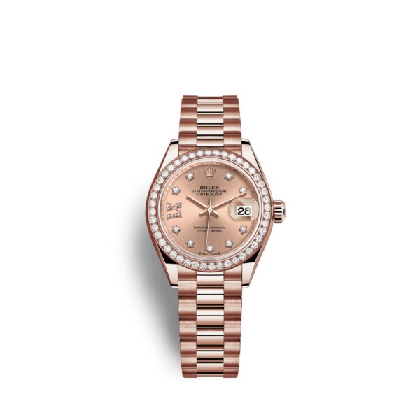 Rolex Lady-Datejust 28, 18kt Everose Gold and diamonds, Ref# 279135RBR-0029