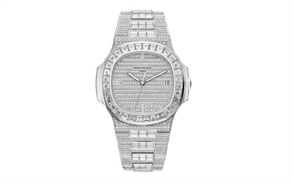 d09d5e0cf16a53e1d4bd0d9111c70288ecd69b95 Patek Philippe Nautilus Date, Sweep Seconds Watch, 18k White Gold and 1,343 diamonds: ~18.73 ct., 40mm, Ref# 5719/10G-010